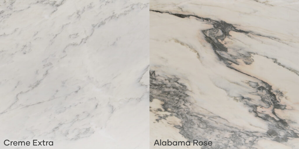 light vs heavy marble veining